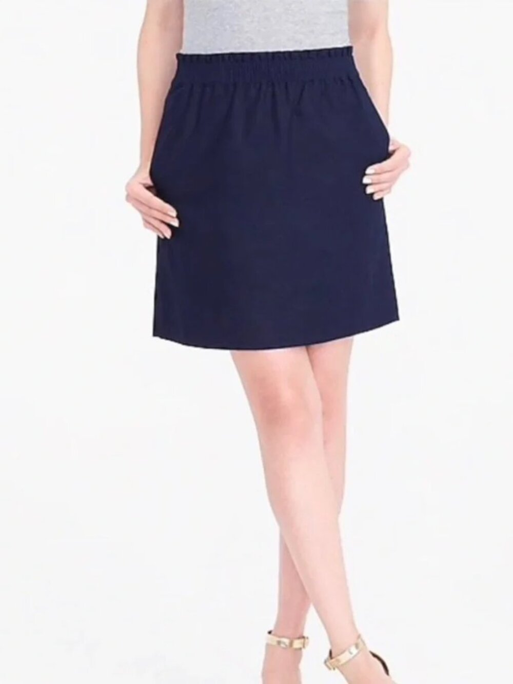 J. Crew Linen City Mini Skirt in Navy Blue Size 6